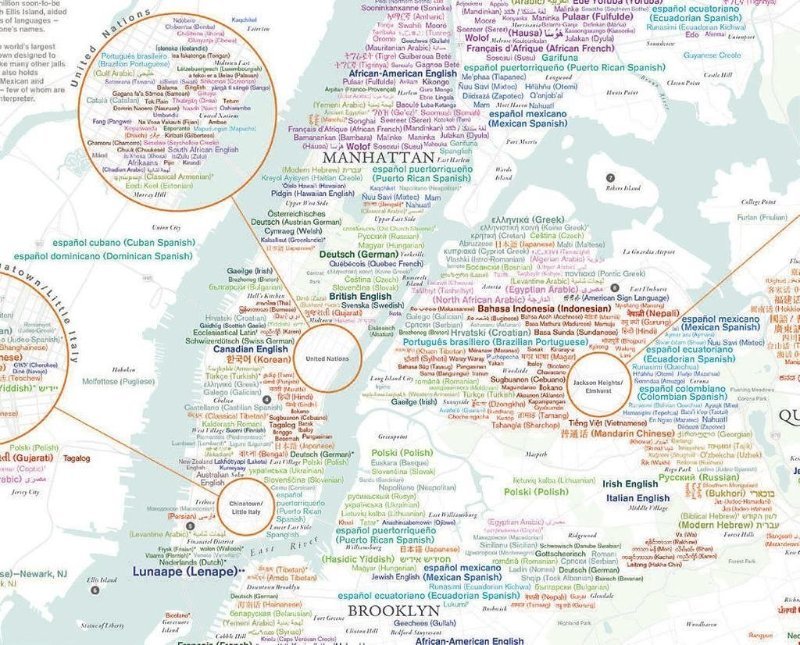 Languages of New York City map
