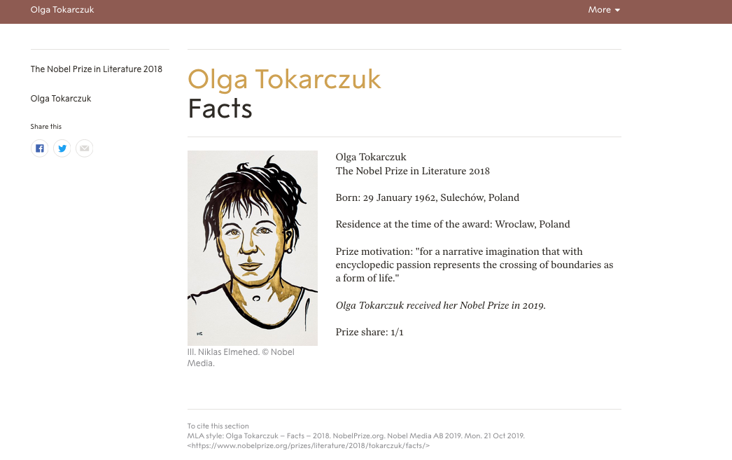 Olga Tokarczuk Nobel prize